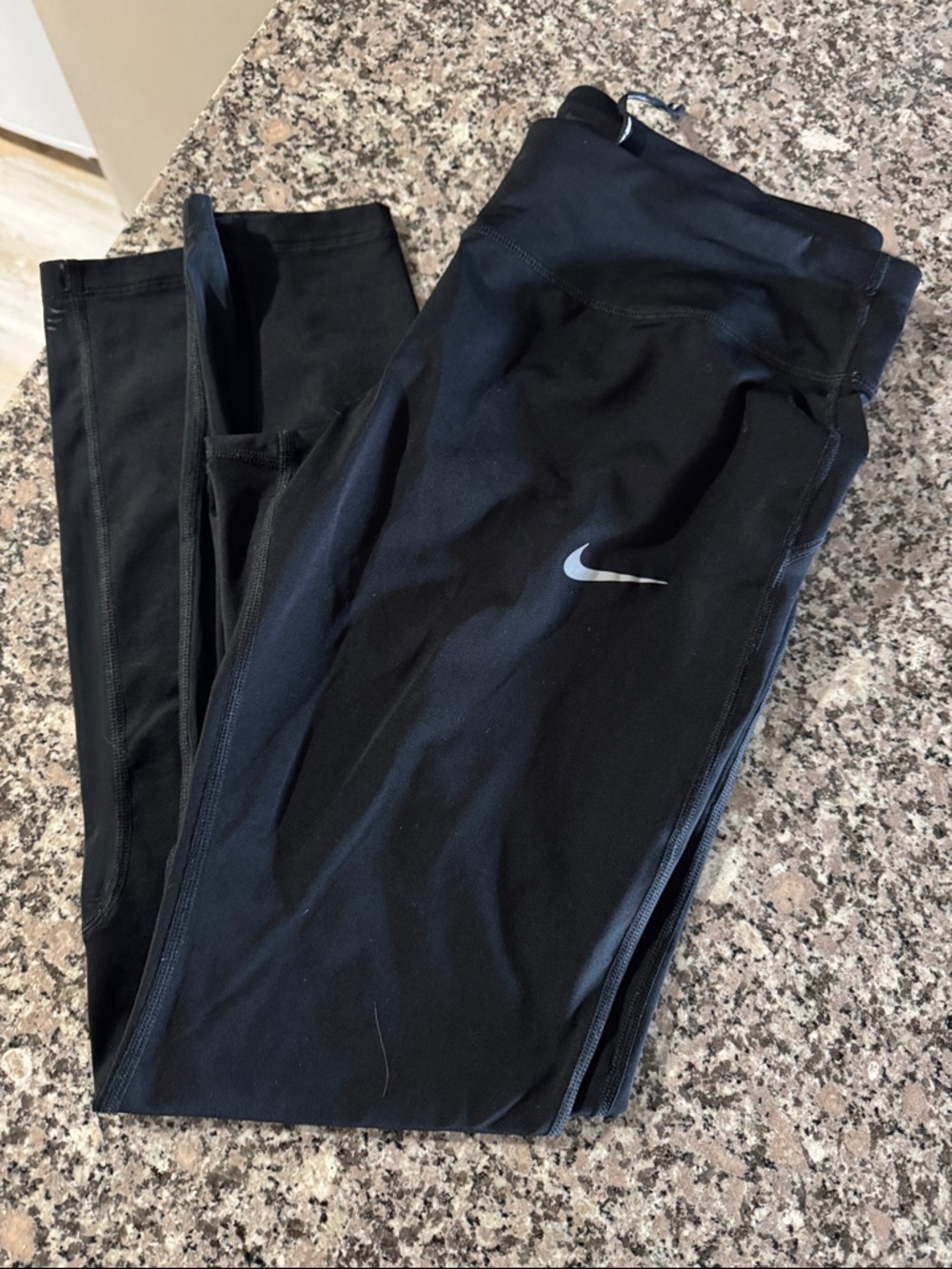 Nike Black Athletic Leggings with Silver Swoosh